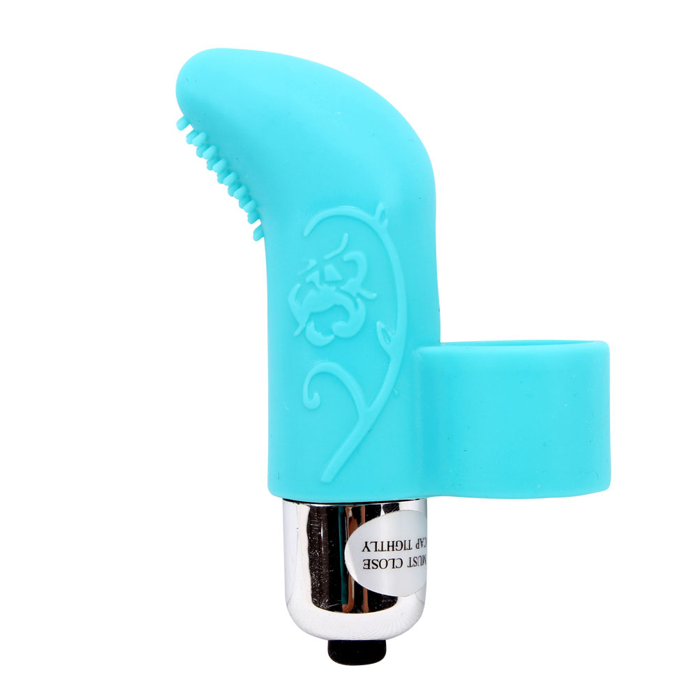 Vibration de doigt en silicone avec 7 fonctions de vibration puissantes Bleu