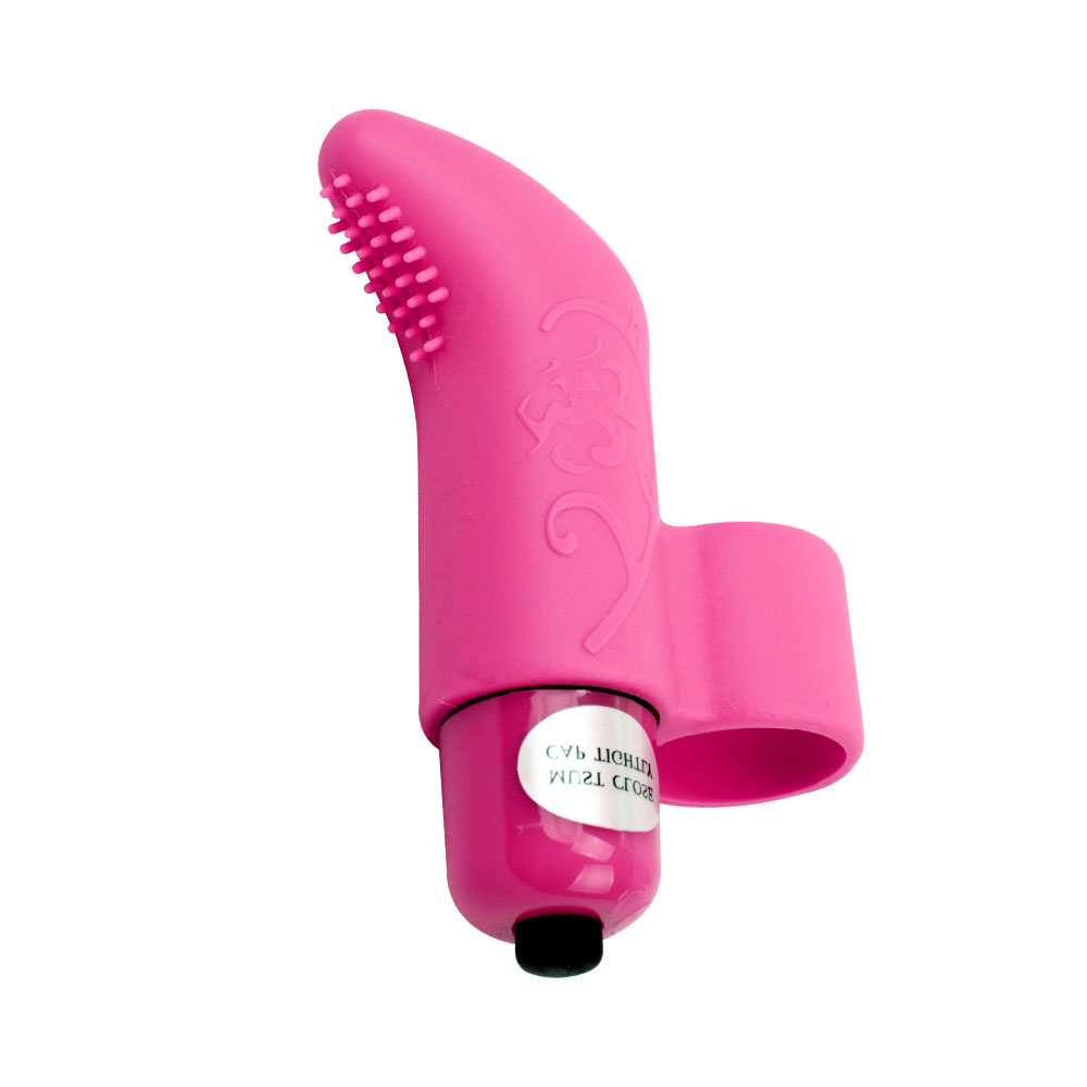 Vibration de doigt en silicone avec 7 puissantes fonctions de vibration Rose